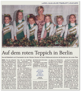 Cheerleading im SC Rist Wedel / Pressebericht im Wedel-Schulauer Tageblatt vom 23.10.2014