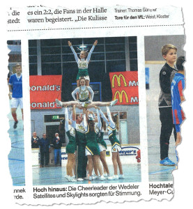 Cheerleading im SC Rist Wedel / Pressebericht im Pinneberger Tageblatt vom 05.01.2015